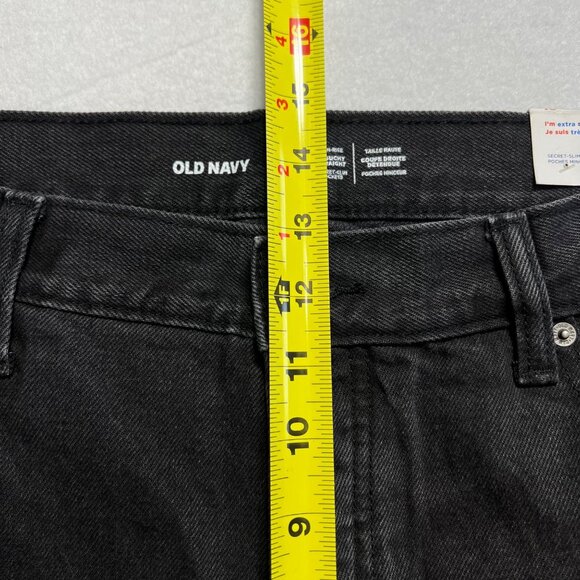 Old Navy Women's Slouchy Straight Distressed High Rise Black Jeans Size 16 NWT - Picture 10 of 12